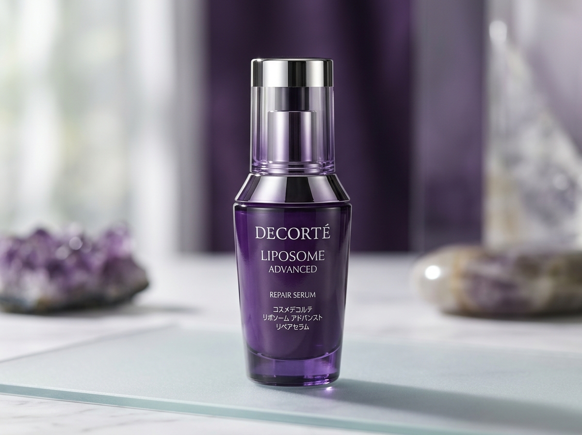Decorté Liposome Advanced Repair Serum purple glass pump bottle